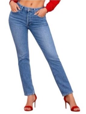 RE/DONE Stretch High Rise Straight Leg Jeans 27x28 Mid 90s Wash EUC